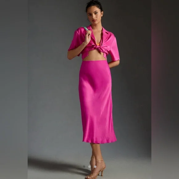 Anthropologie Tilda Midi Slip Skirt - Picture 1 of 6